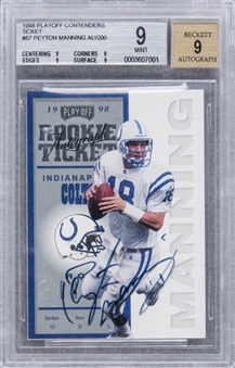 1998 Playoff Contenders Ticket #87 Peyton Manning Signed Rookie Card – BGS MINT 9/BGS 9